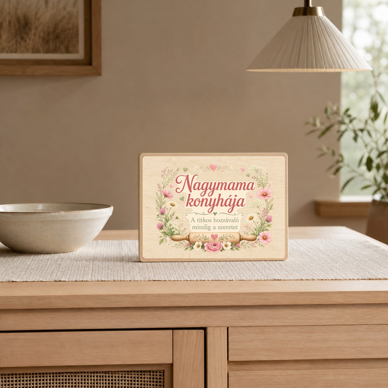 Nagymama konyhája – Virágos recept fatábla