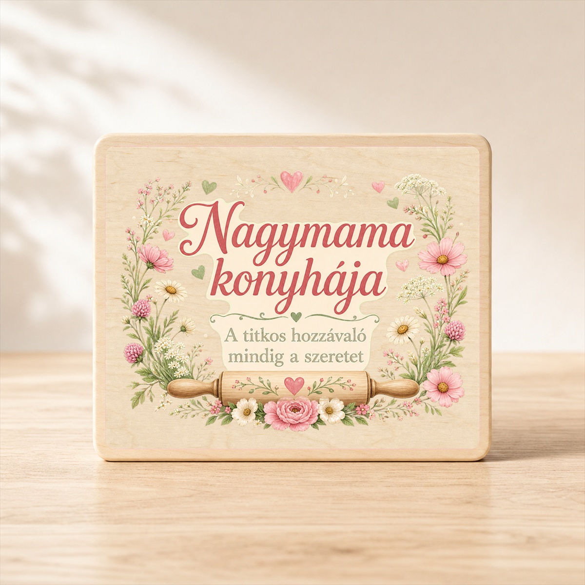 Nagymama konyhája – Virágos recept fatábla
