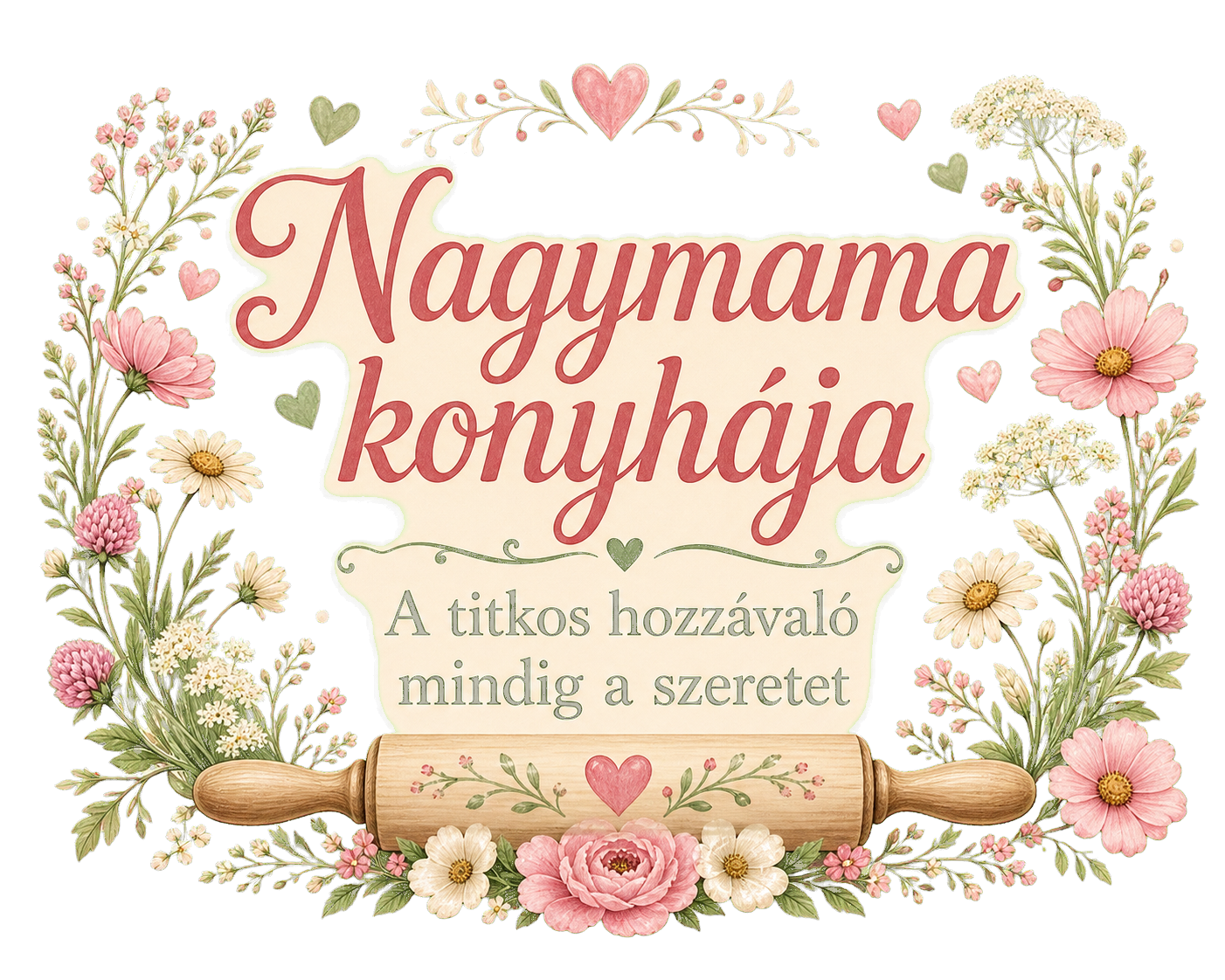 Nagymama konyhája – Virágos recept fatábla