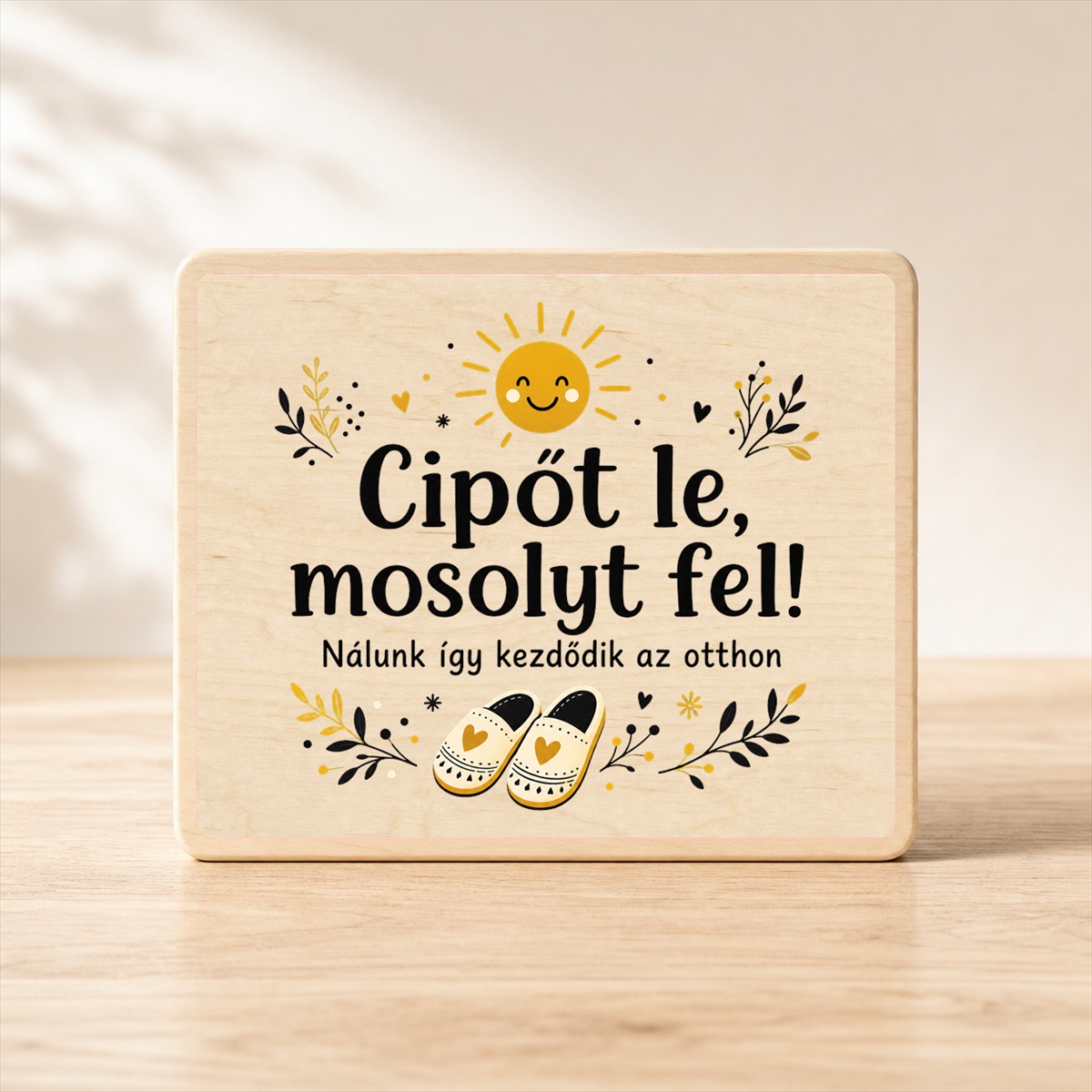 Cipőt le, mosolyt fel – Vidám ajtótábla