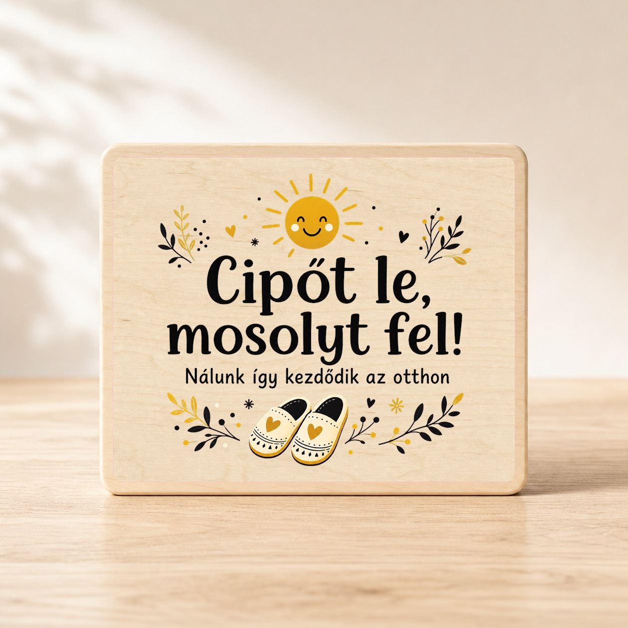 Cipőt le, mosolyt fel – Vidám ajtótábla