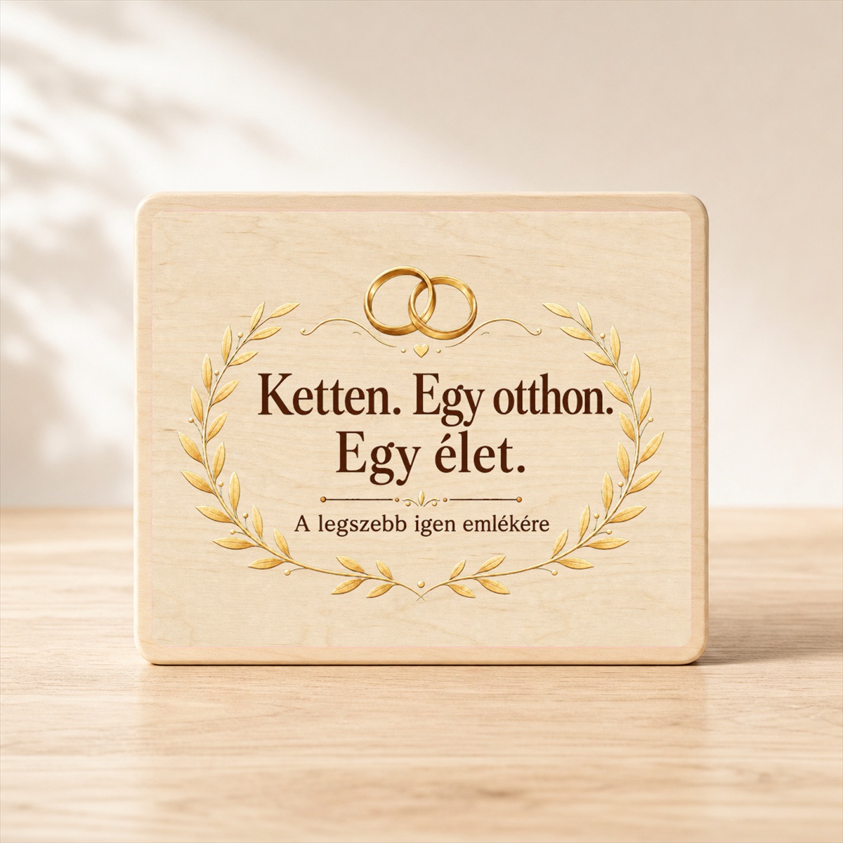 Ketten egy otthon – Esküvői ajándék fatábla