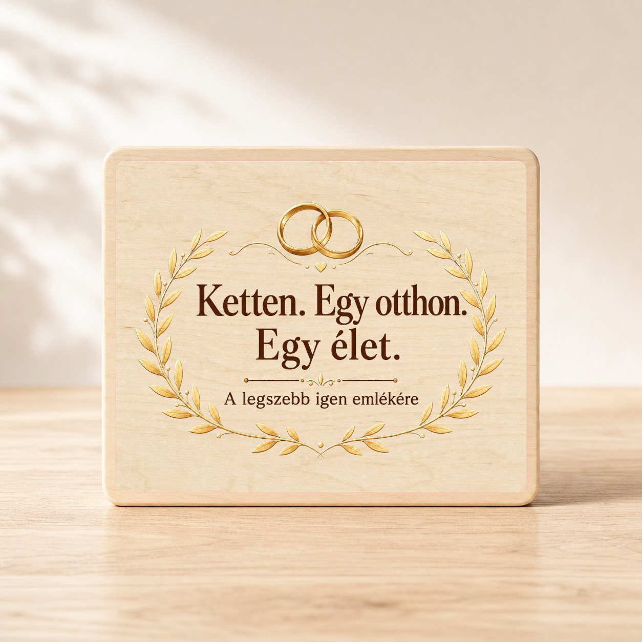 Ketten egy otthon – Esküvői ajándék fatábla
