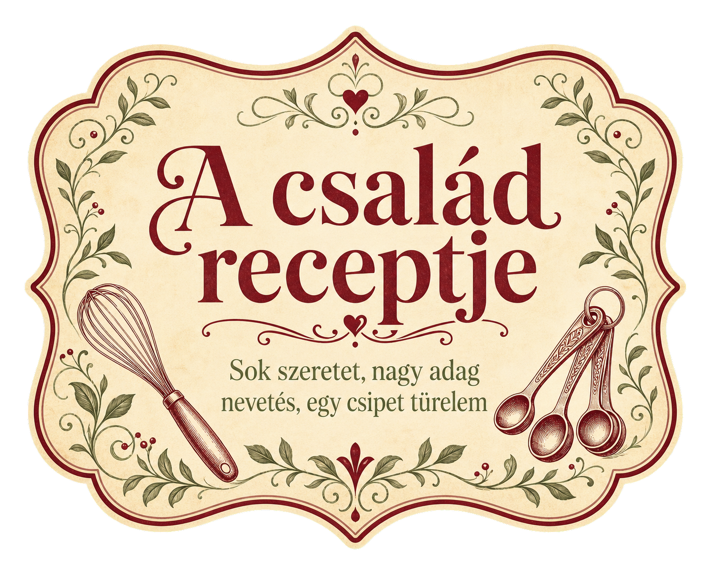 A család receptje – Vintage konyhai fatábla
