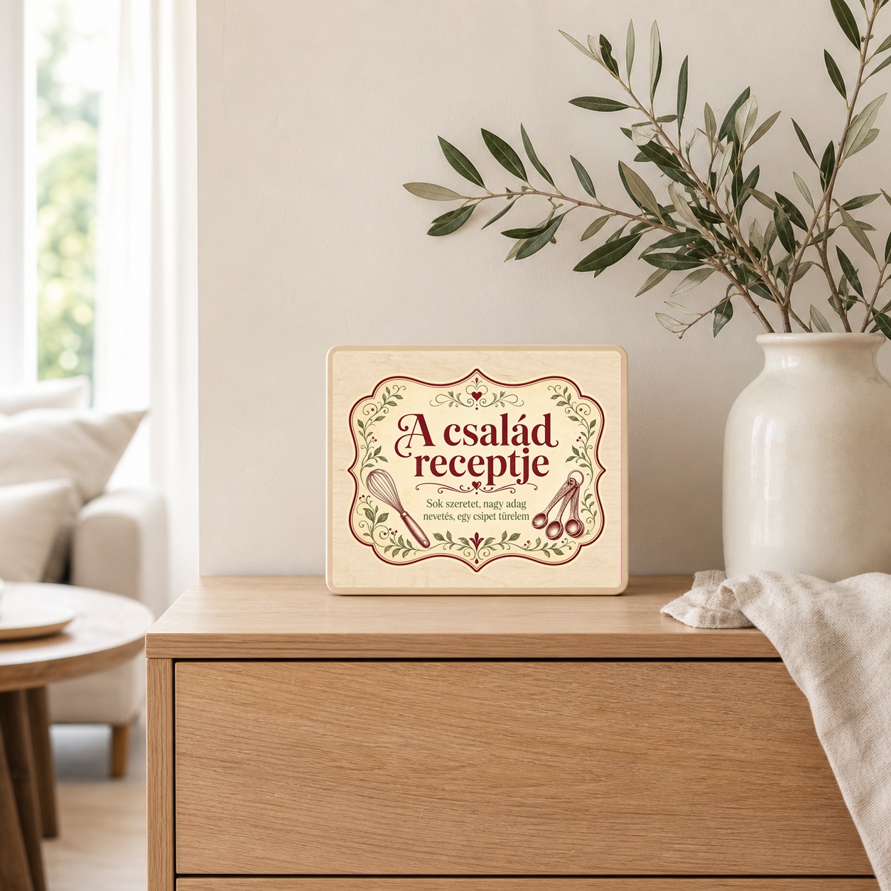 A család receptje – Vintage konyhai fatábla