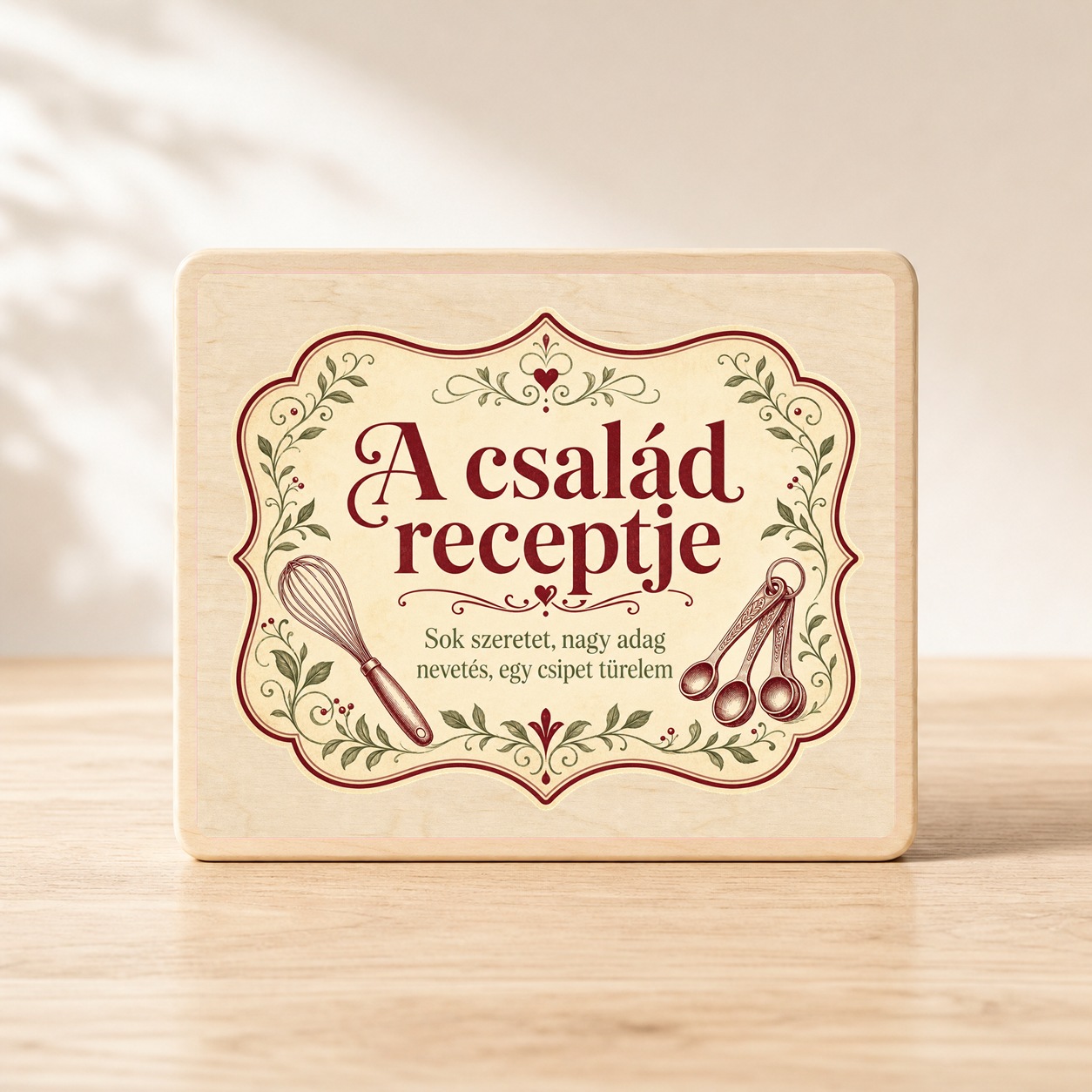 A család receptje – Vintage konyhai fatábla