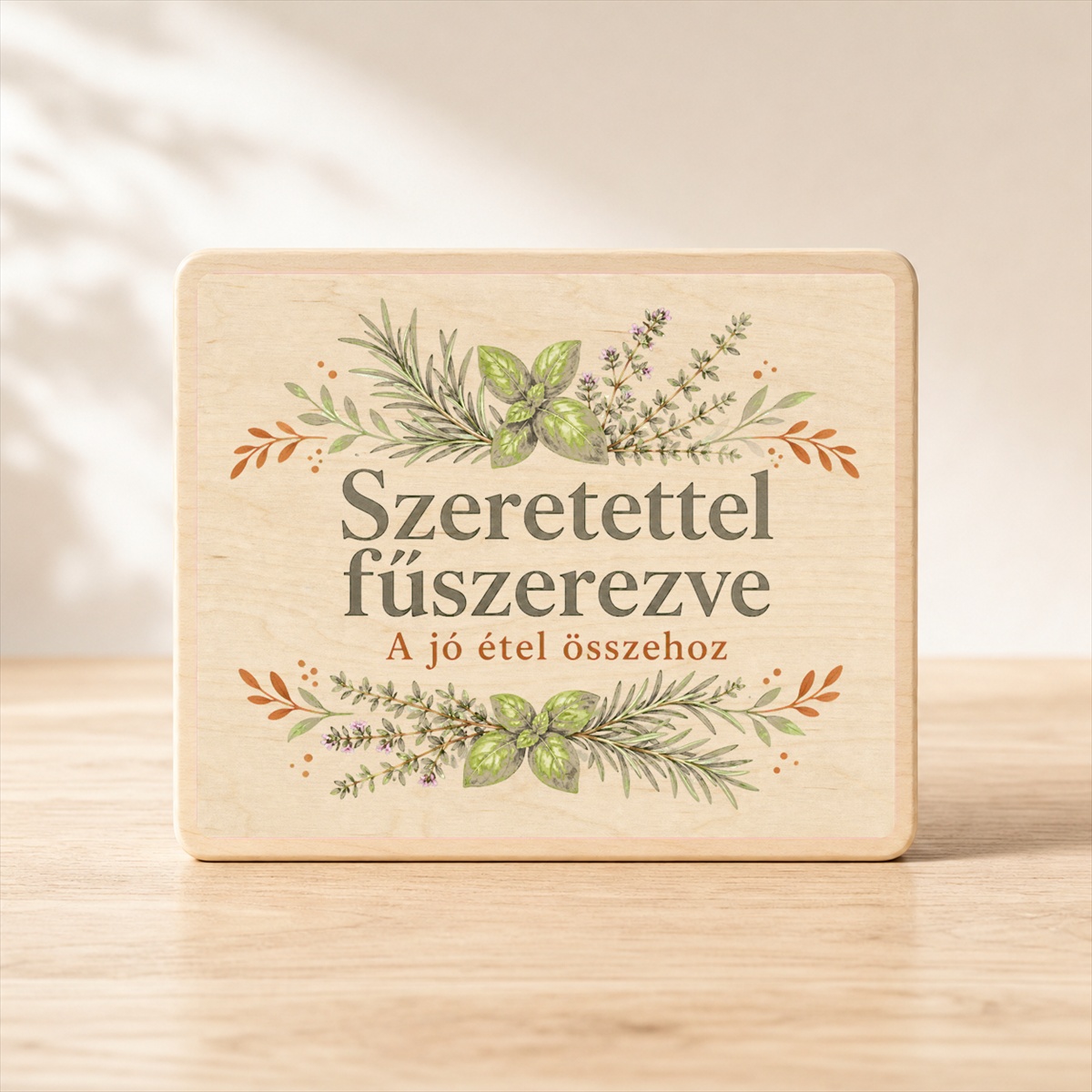 Szeretettel fűszerezve – Fűszernövényes fatábla
