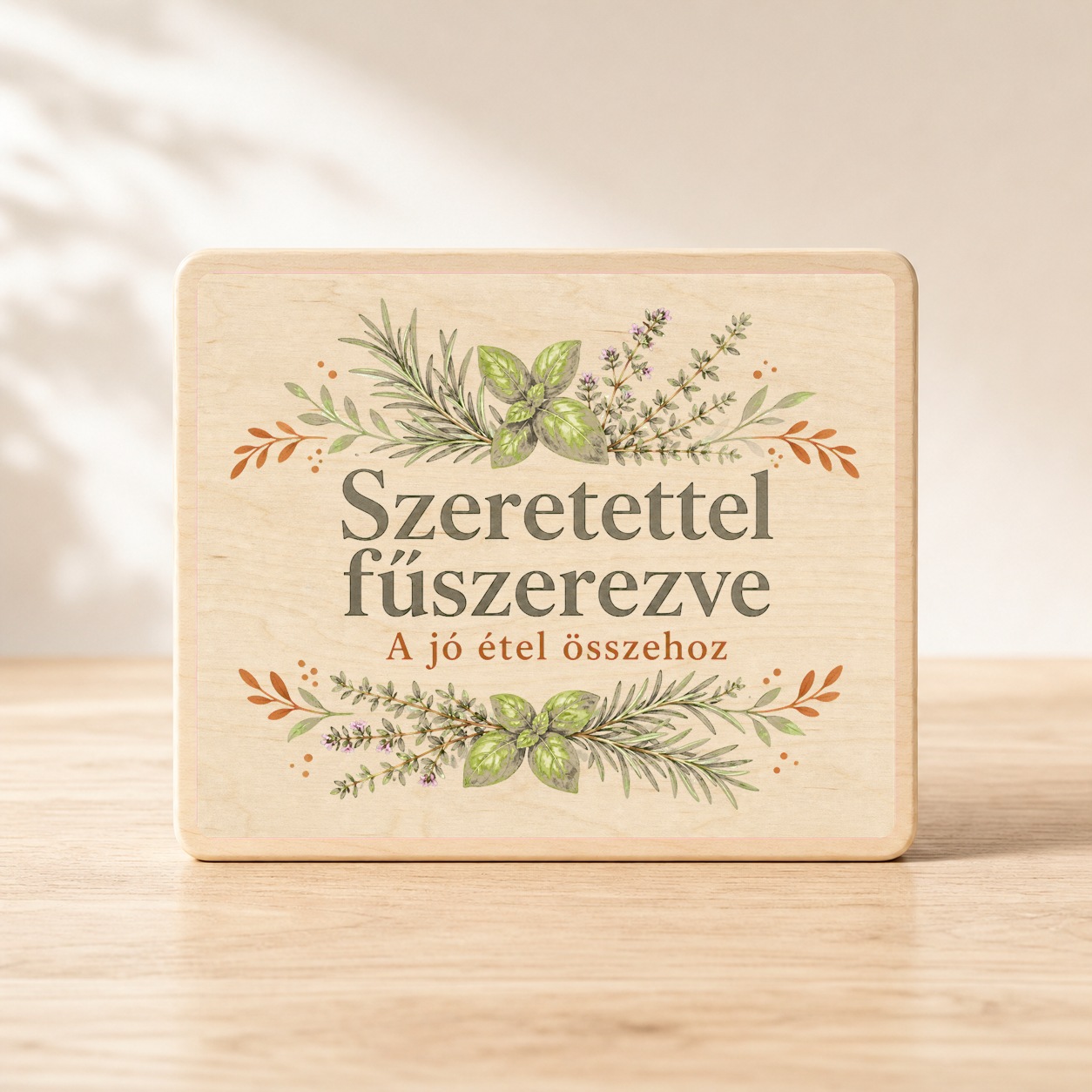 Szeretettel fűszerezve – Fűszernövényes fatábla