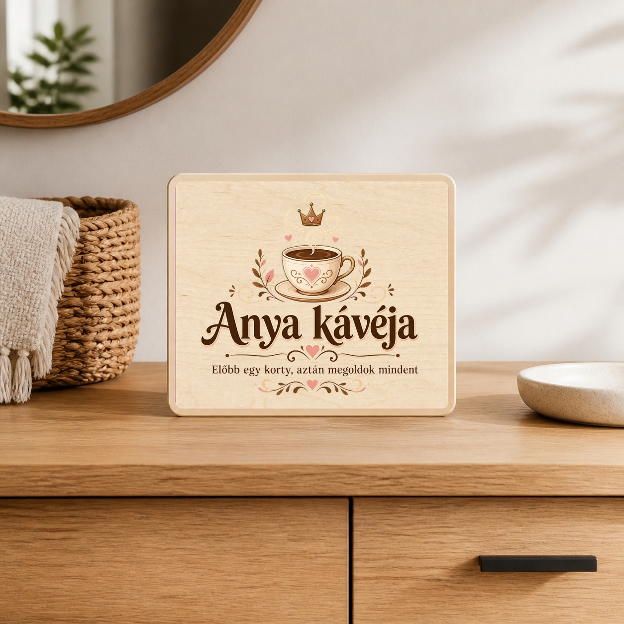 Anya kávéja – Reggeli túlélő fatábla