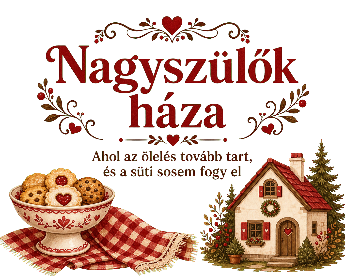 Nagyszülők háza – Öleléses fatábla
