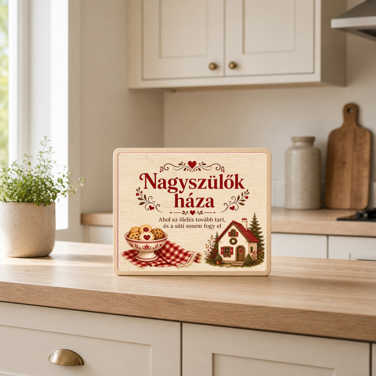 Nagyszülők háza – Öleléses fatábla