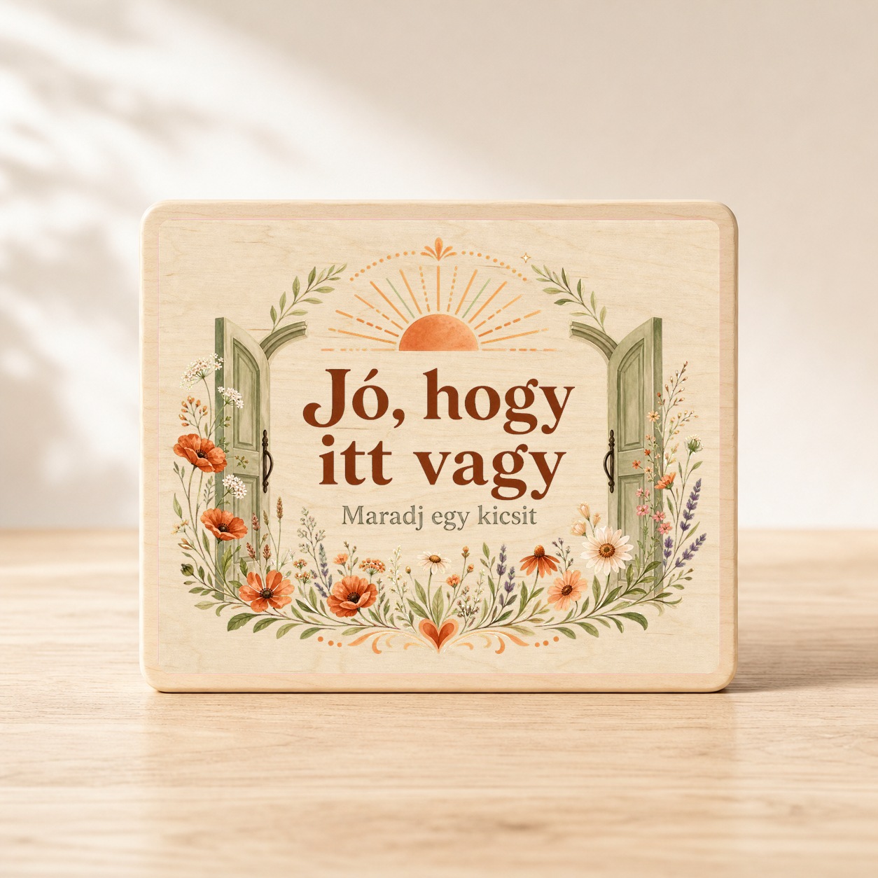 Jó, hogy itt vagy – Vendégváró fatábla