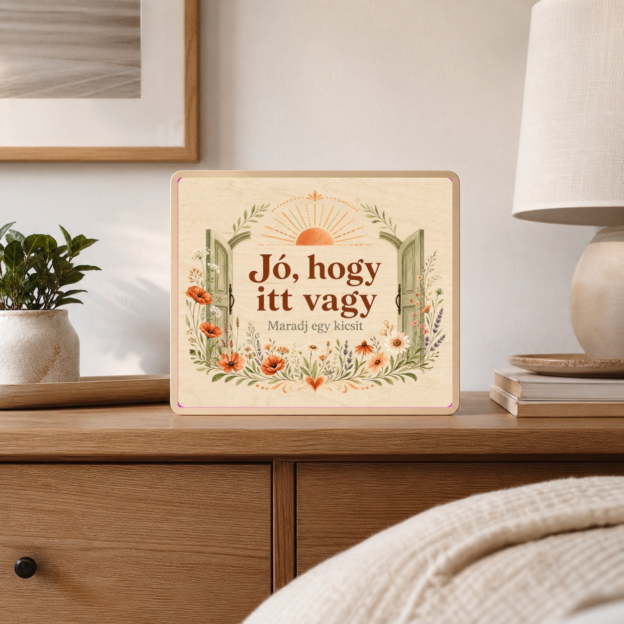 Jó, hogy itt vagy – Vendégváró fatábla