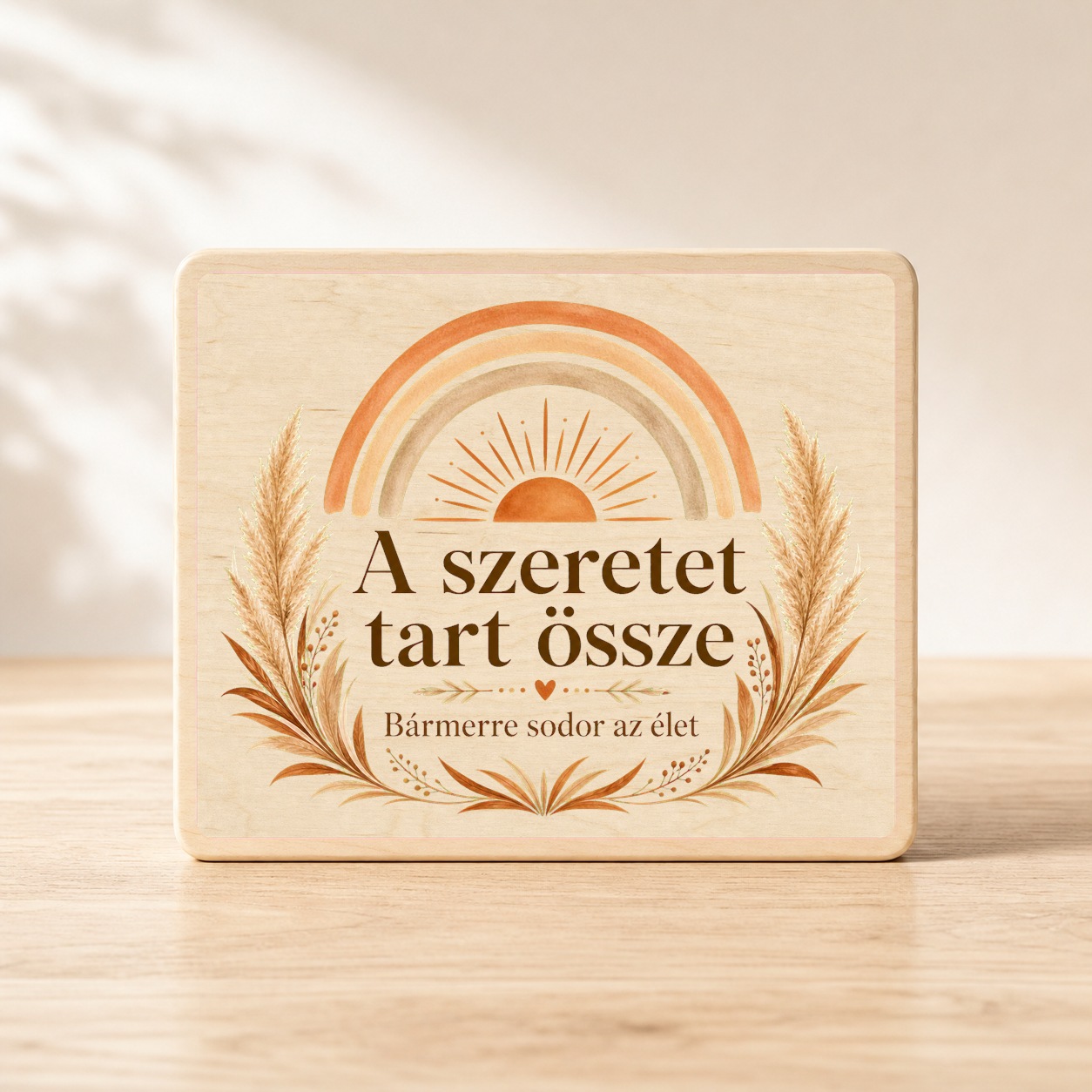 A szeretet tart össze – Bohém napíves fatábla