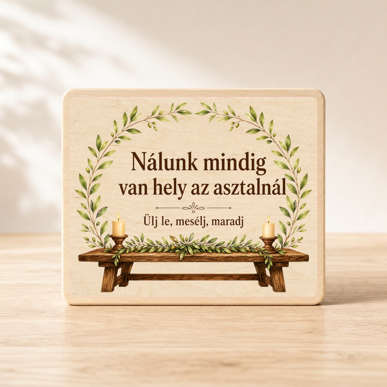 Mindig van hely az asztalnál – Rusztikus fatábla