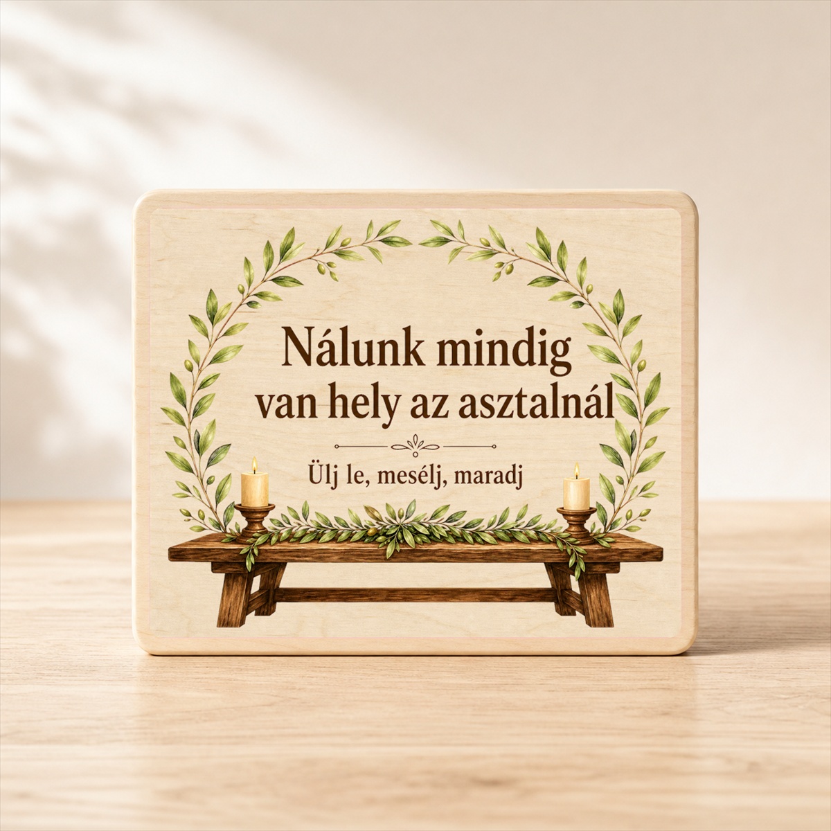 Mindig van hely az asztalnál – Rusztikus fatábla